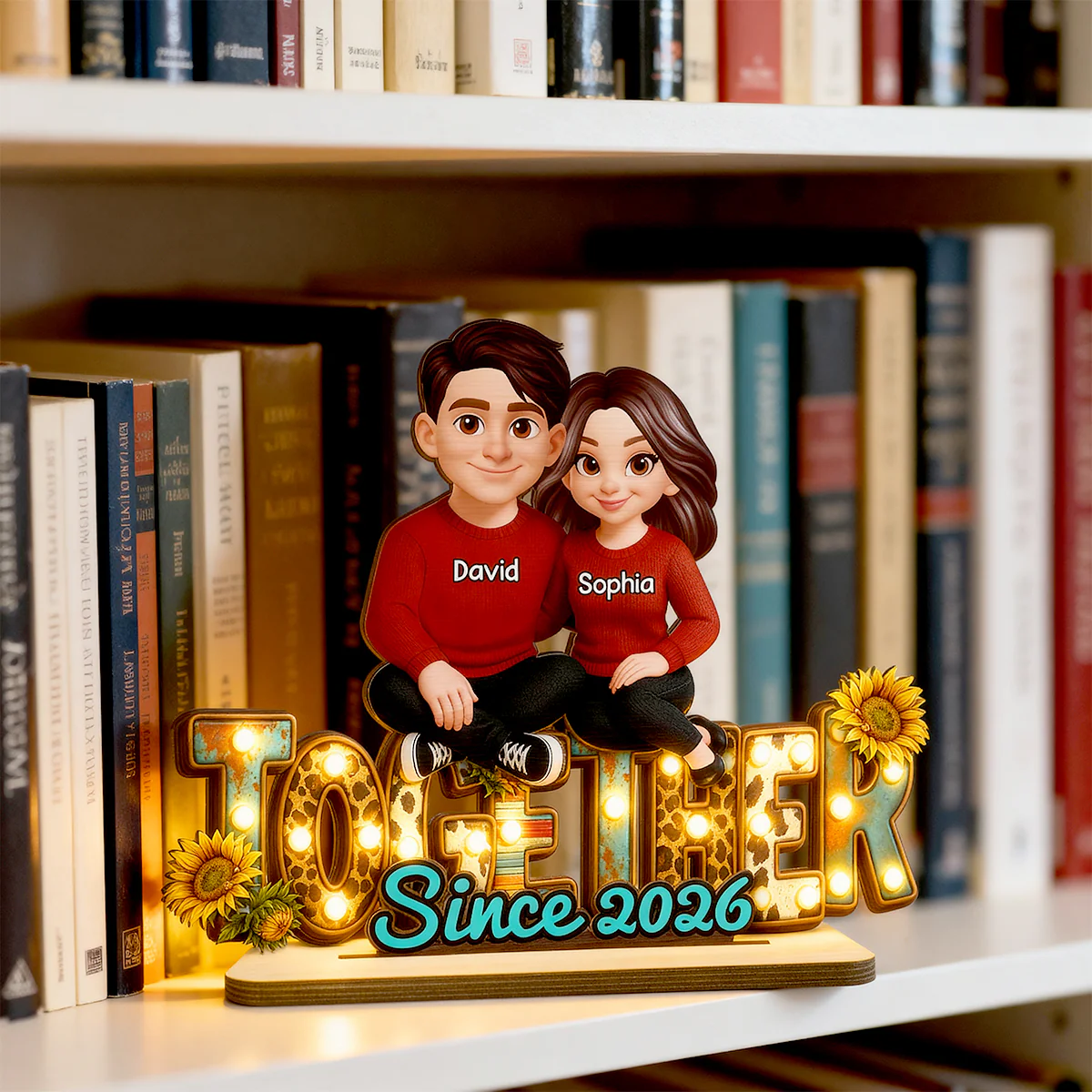 Western Vibe Couple Sitting - Personalized 2-Layered Wooden Plaque - Meaningful Gift for him, for her - Image 4