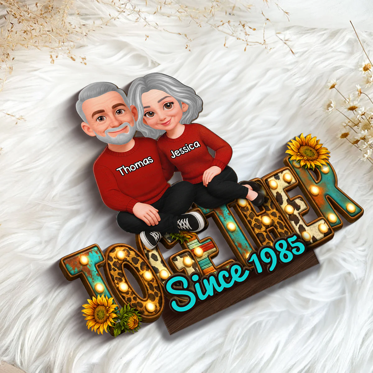 Western Vibe Couple Sitting - Personalized 2-Layered Wooden Plaque - Meaningful Gift for him, for her - Image 6