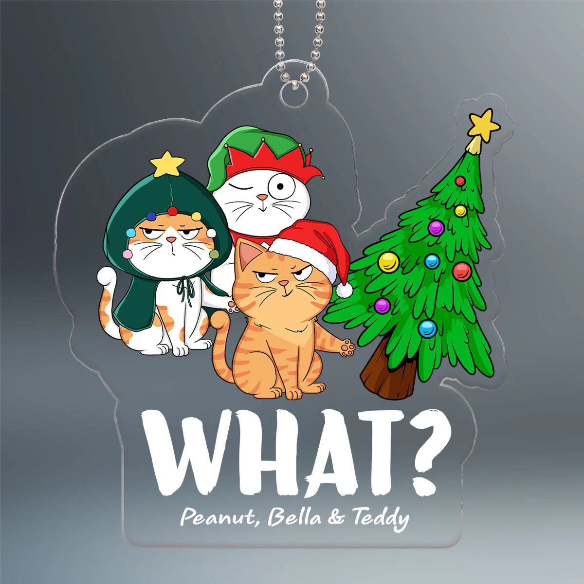 What Cats Funny Expressions Christmas Personalized Acrylic Ornament - Image 2