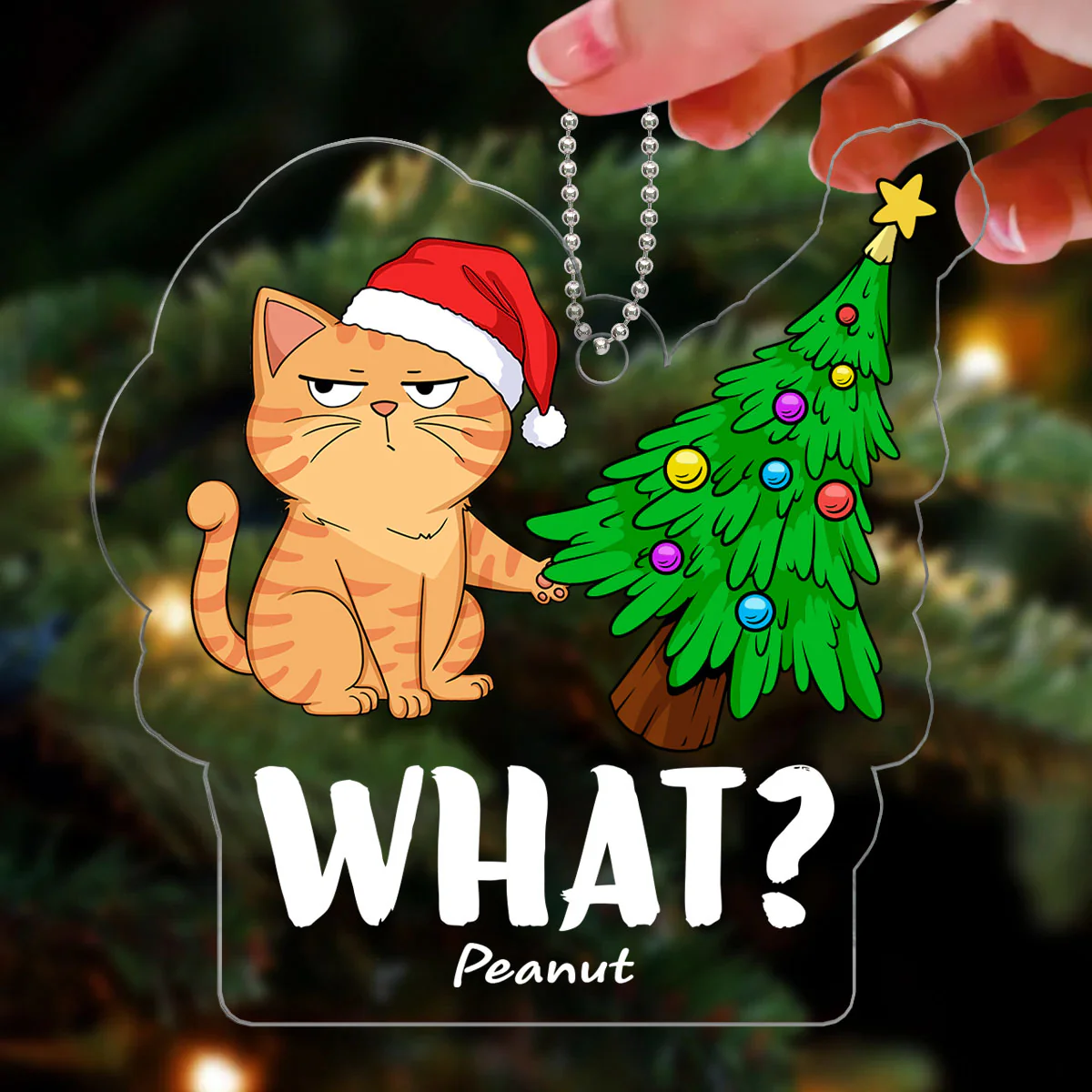 What Cats Funny Expressions Christmas Personalized Acrylic Ornament - Image 3