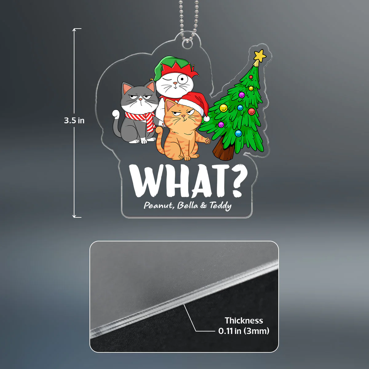 What Cats Funny Expressions Christmas Personalized Acrylic Ornament - Image 4