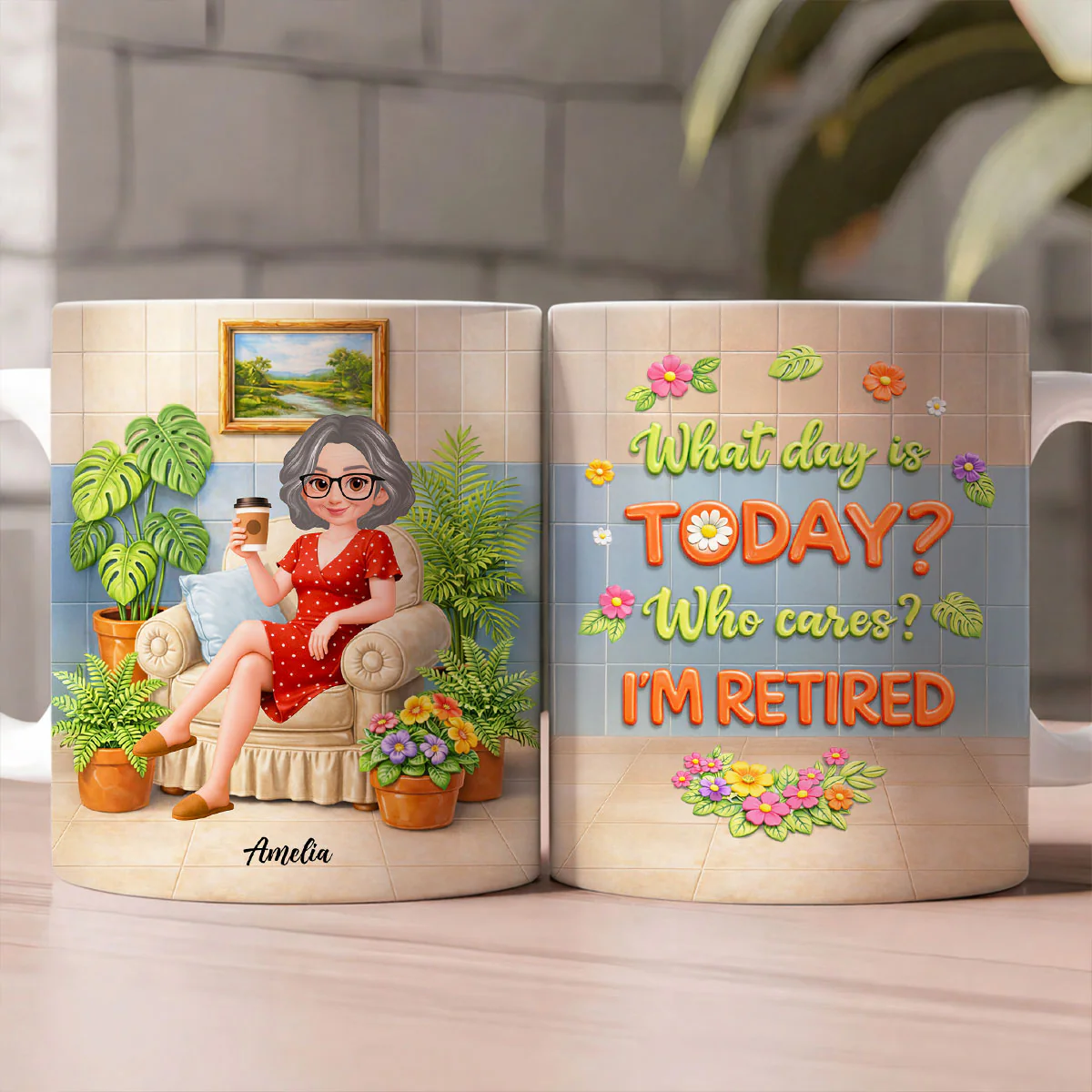 What Day Is Today? Who Cares? I'm Retired - Personalized Mug - Gift For Grandma, Grandpa, Mom, Dad - Image 3