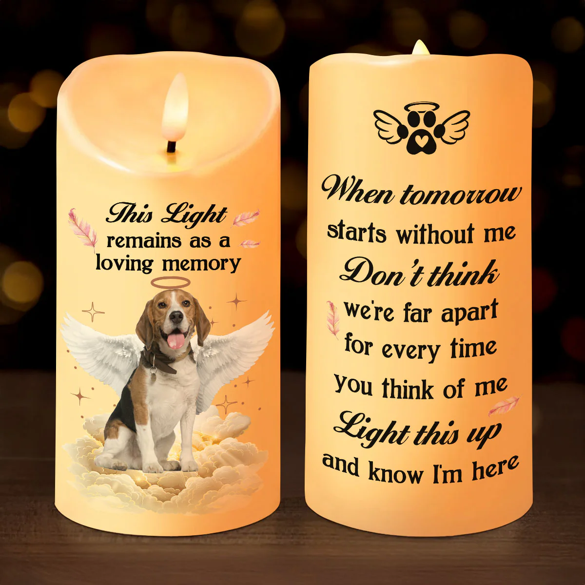 When Tomorrow Starts Without Me Pet Loss Memorial Personalized LED Candle, Custom Photo Sympathy Gift