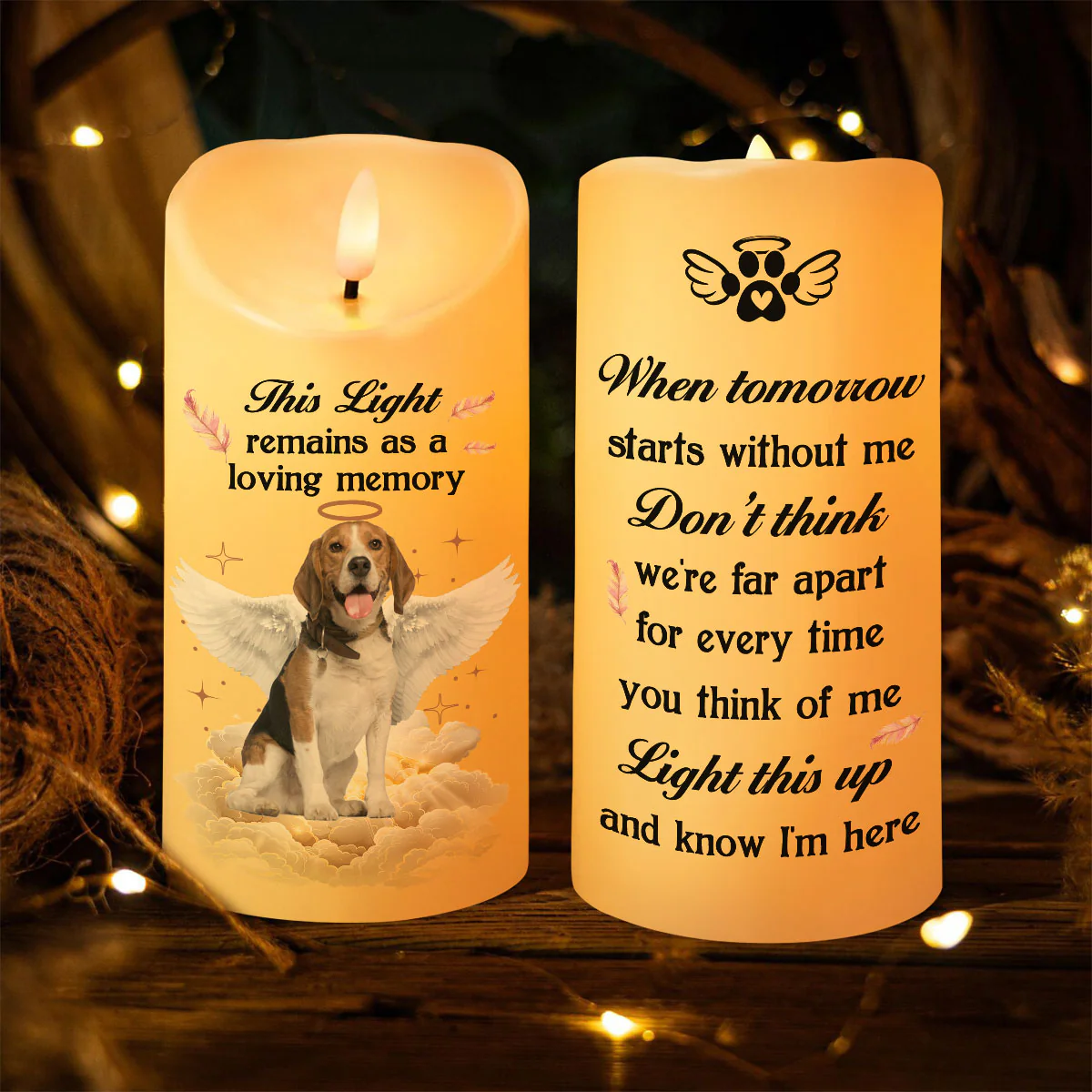 When Tomorrow Starts Without Me Pet Loss Memorial Personalized LED Candle, Custom Photo Sympathy Gift - Image 2