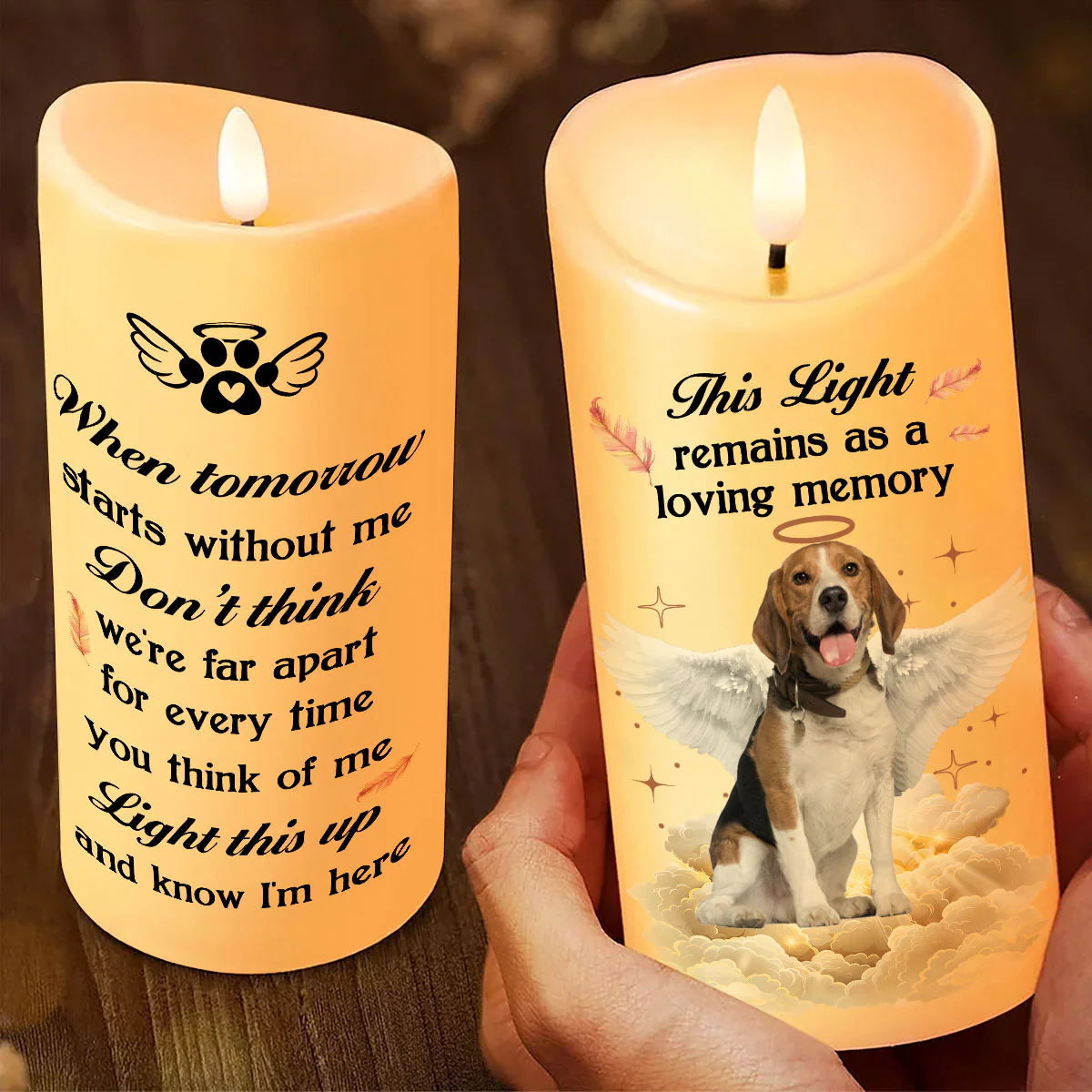 When Tomorrow Starts Without Me Pet Loss Memorial Personalized LED Candle, Custom Photo Sympathy Gift - Image 3