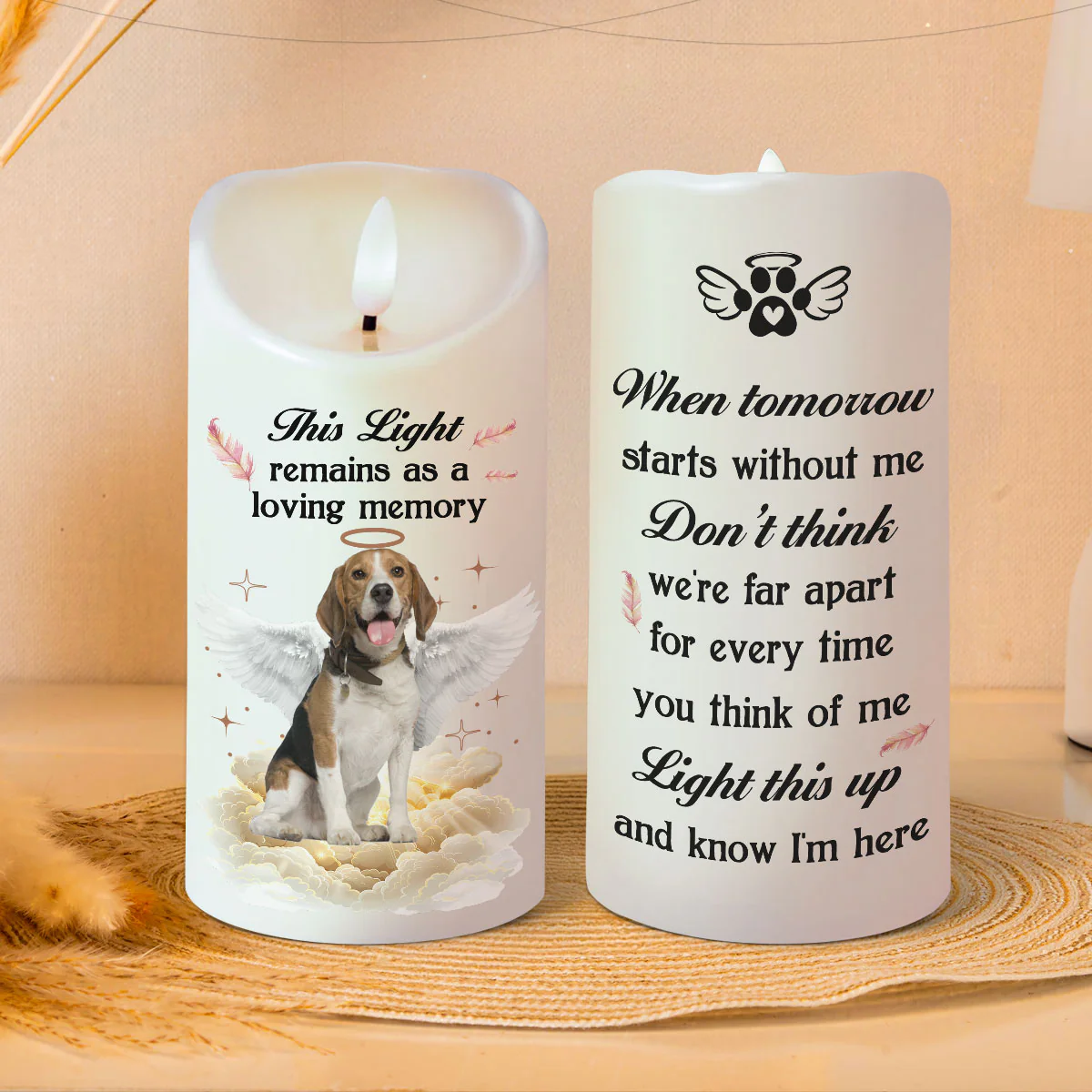 When Tomorrow Starts Without Me Pet Loss Memorial Personalized LED Candle, Custom Photo Sympathy Gift - Image 6