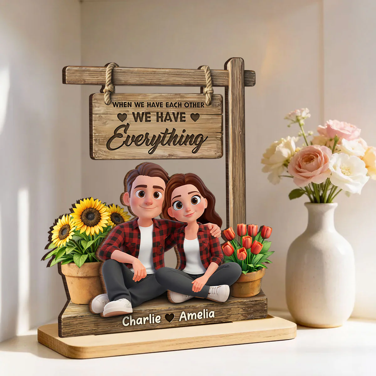 When We Have Each Other We Have Everything - Personalized 2-Layered Wooden Plaque - Anniversary, Valentine's Day Gift, Gift For Him, Gift For Her - Image 3