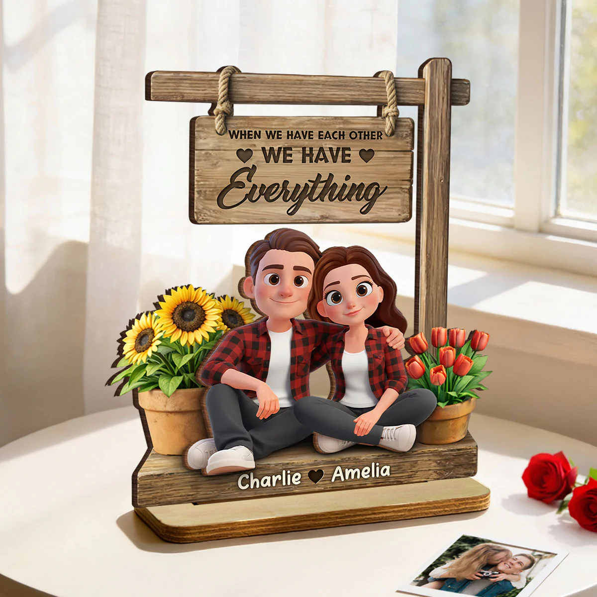 When We Have Each Other We Have Everything - Personalized 2-Layered Wooden Plaque - Anniversary, Valentine's Day Gift, Gift For Him, Gift For Her - Image 6