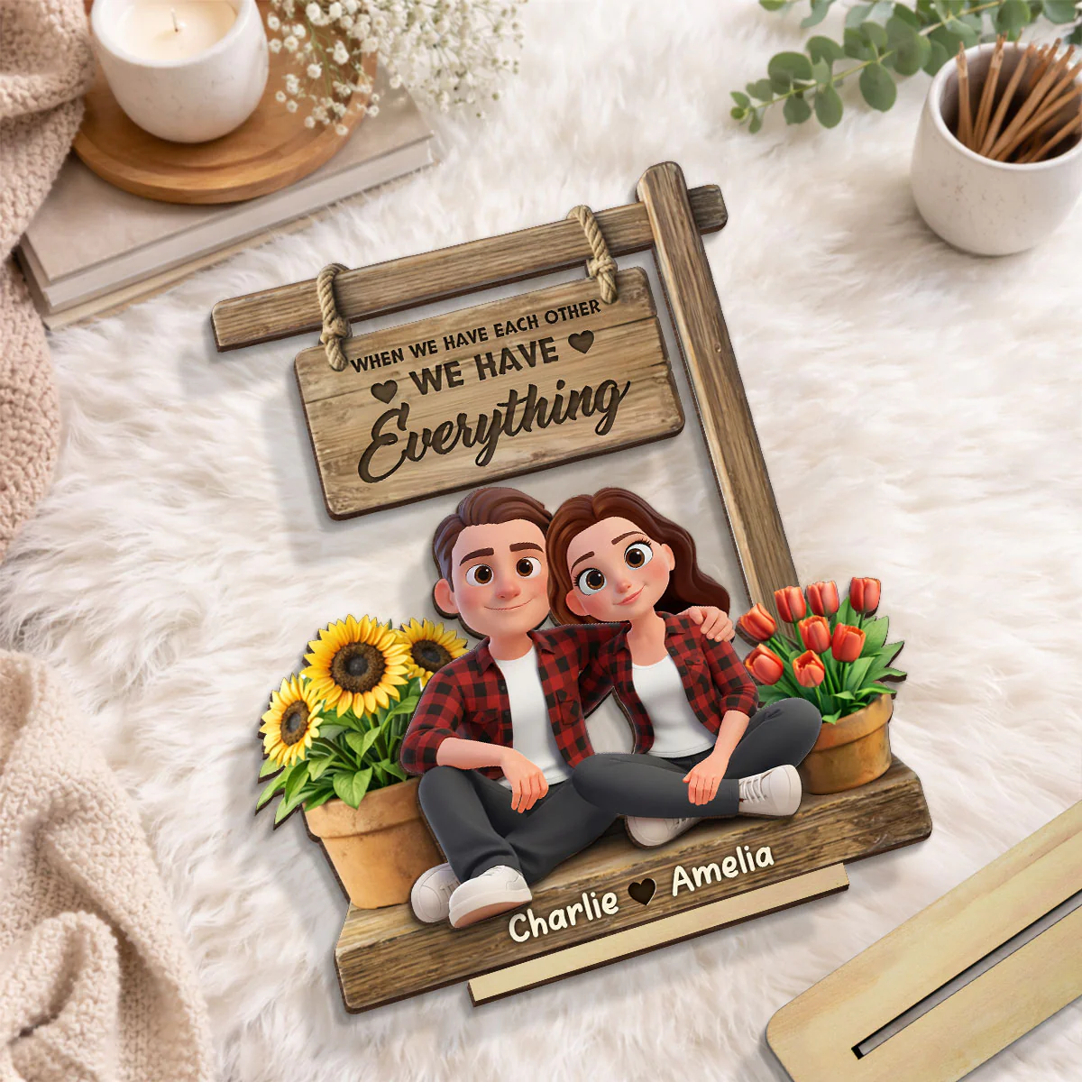 When We Have Each Other We Have Everything - Personalized 2-Layered Wooden Plaque - Anniversary, Valentine's Day Gift, Gift For Him, Gift For Her - Image 8