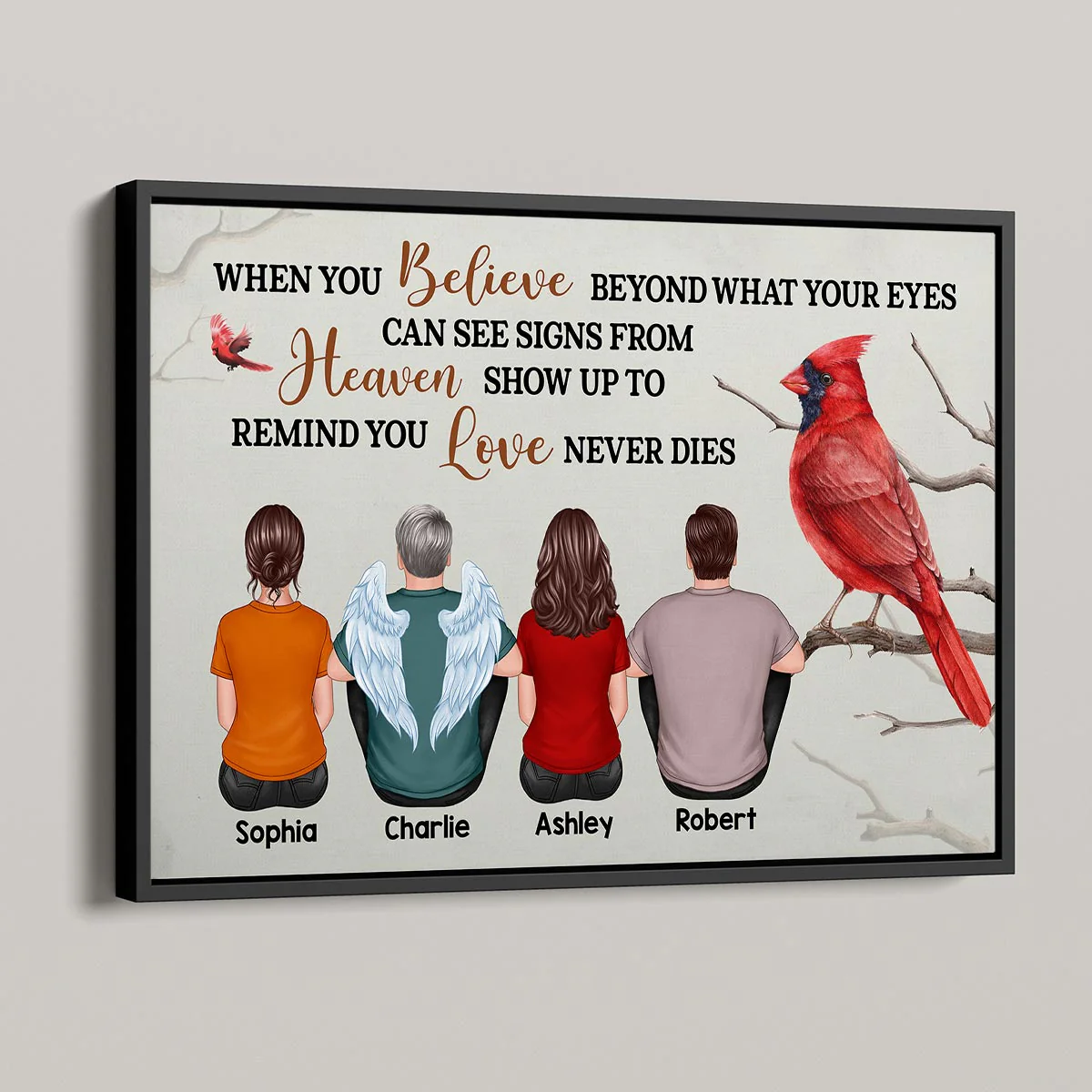When You Believe Beyond Cardinal Memorial Gift For Mom Family Personalized Horizontal Poster - Image 4