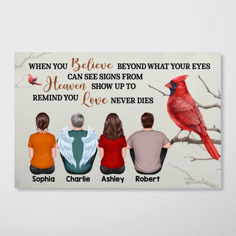 When You Believe Beyond Cardinal Memorial Gift For Mom Family Personalized Horizontal Poster - Image 6