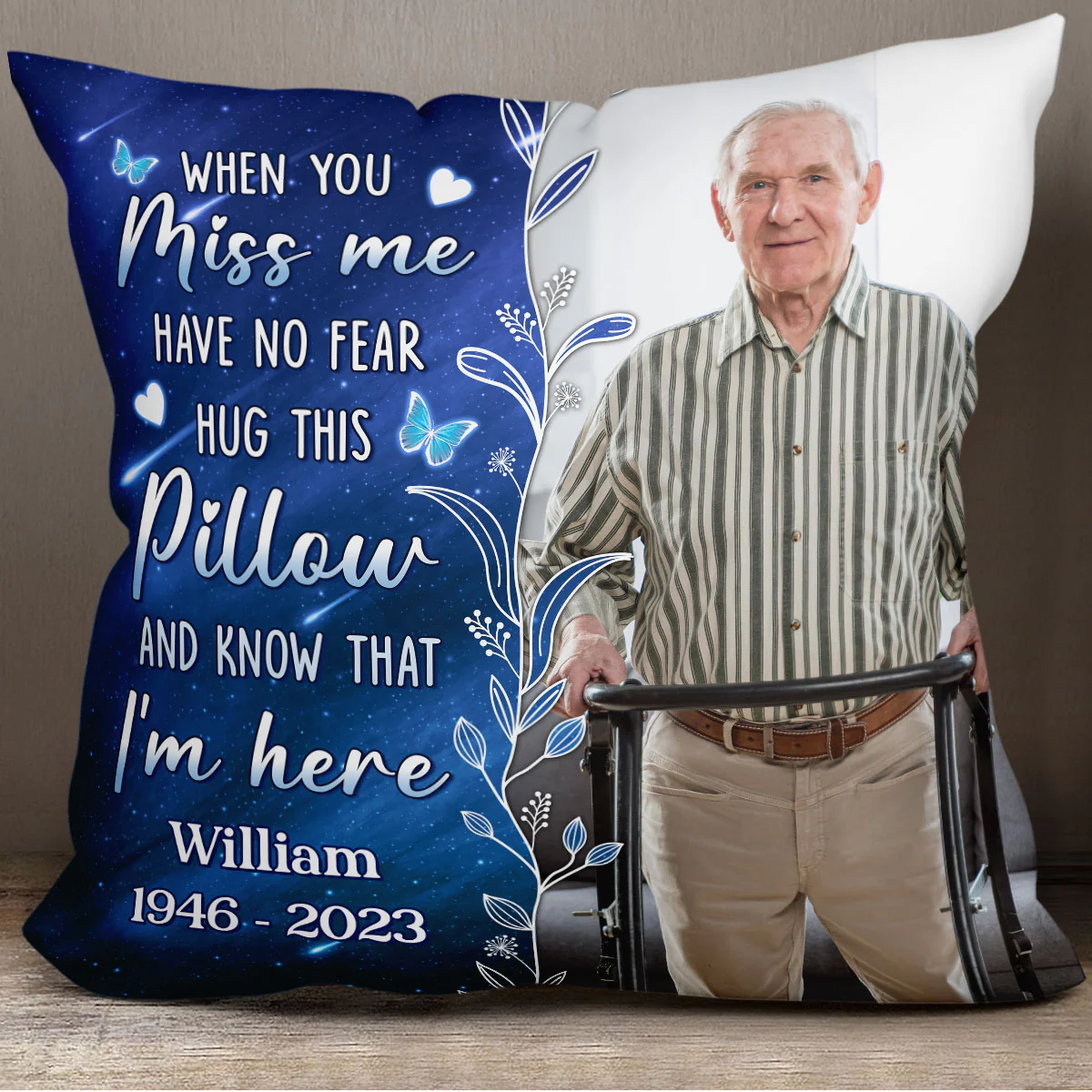 Photo Inserted When You Miss Me Hug This Family Memorial Gift Personalized Pillow - Image 2