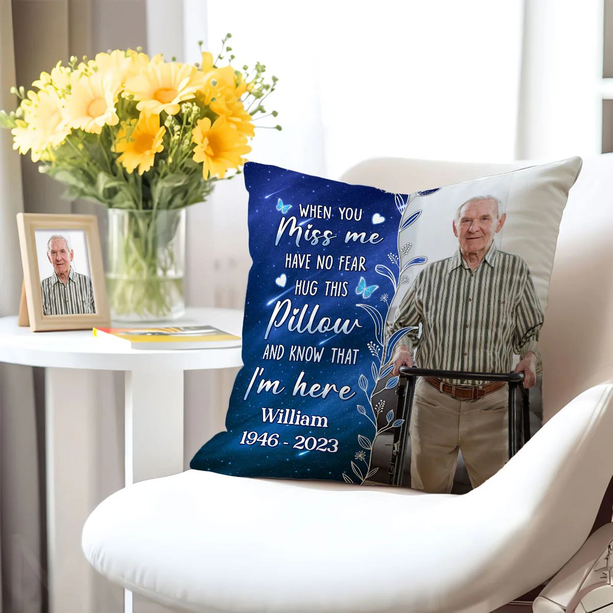 Photo Inserted When You Miss Me Hug This Family Memorial Gift Personalized Pillow - Image 4