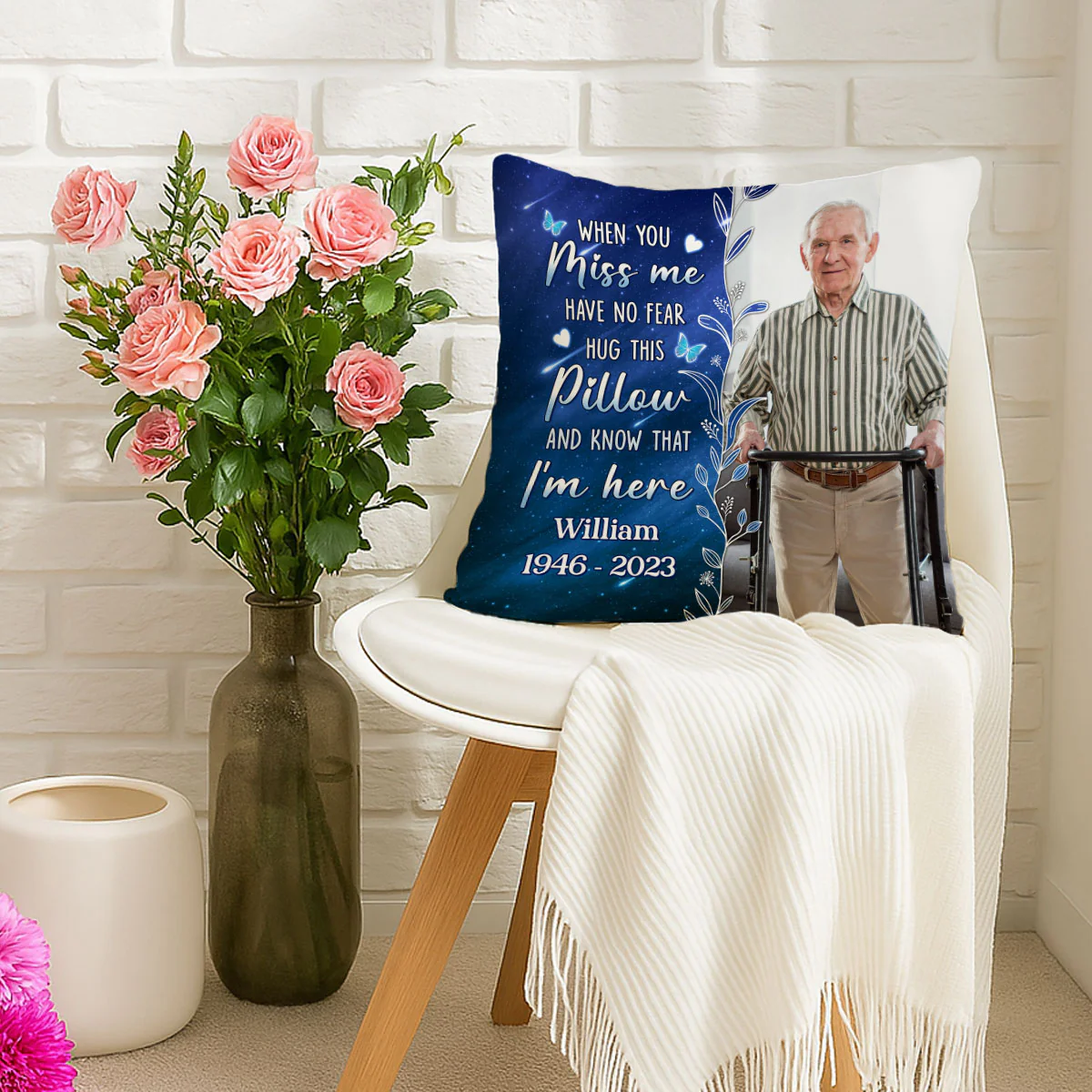 Photo Inserted When You Miss Me Hug This Family Memorial Gift Personalized Pillow - Image 6