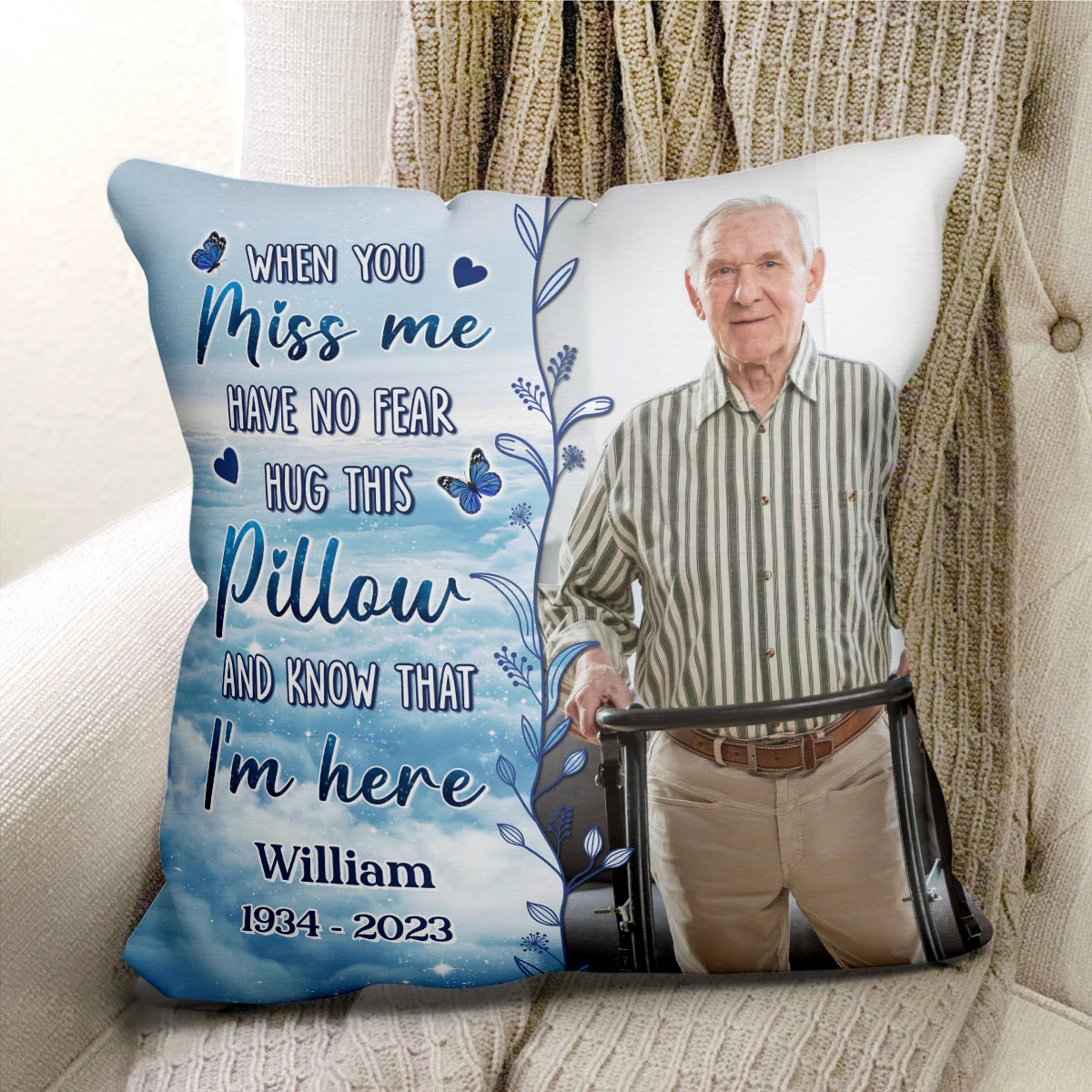 When You Miss Me Hug This Pillow Photo Inserted Sky Cloud Personalized Pillow - Image 2