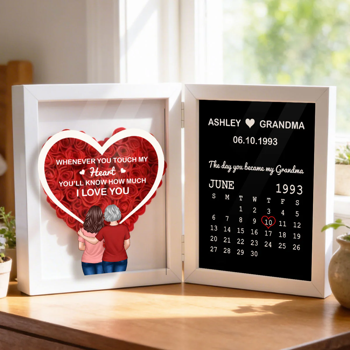 Whenever You Touch My Heart You'll Know How Much I Love You - Personalized Flower Shadow Box - Gift For Grandma - Image 3