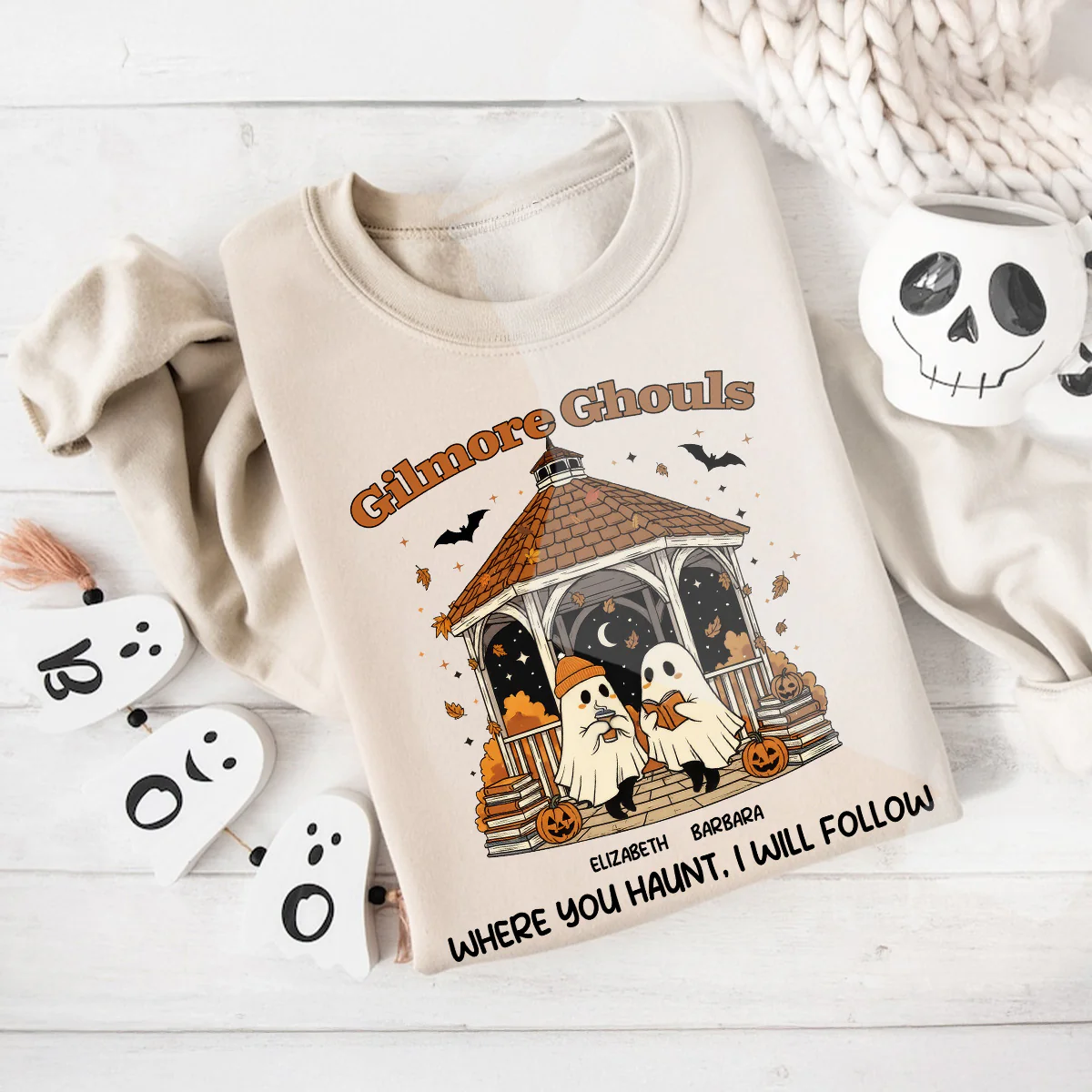 Where You Hunt I Will Follow Besties Ghouls Personalized Sweatshirt, Halloween Matching Shirt For Best Friends - Image 2