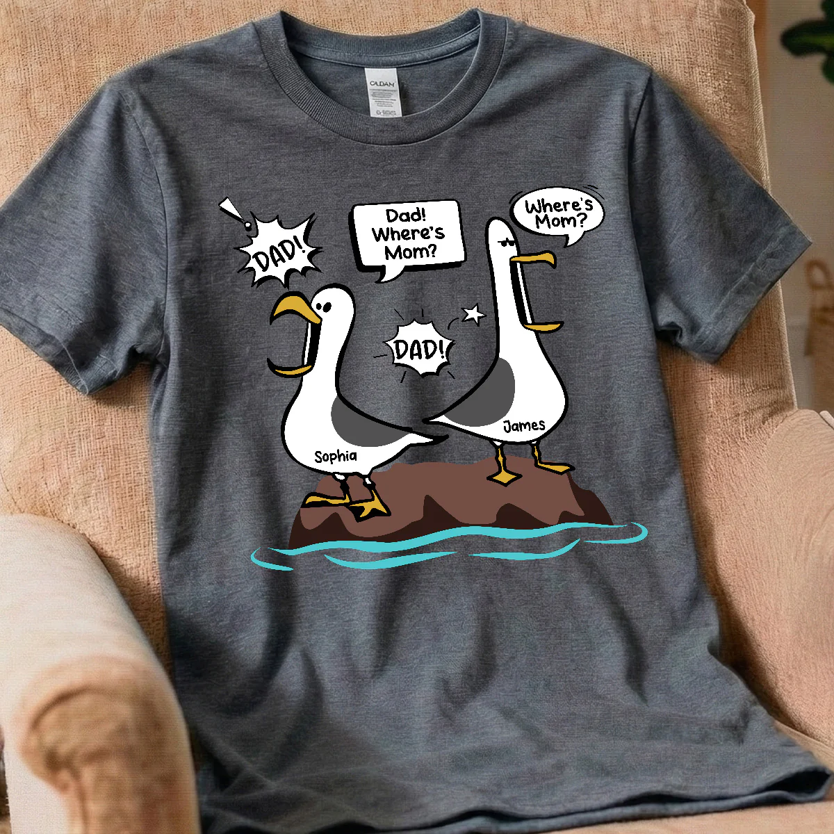 Where's Mom Funny Seagulls Custom Name - Personalized Shirt - Funny Father's Day Gift For Dad, Husband - Image 4
