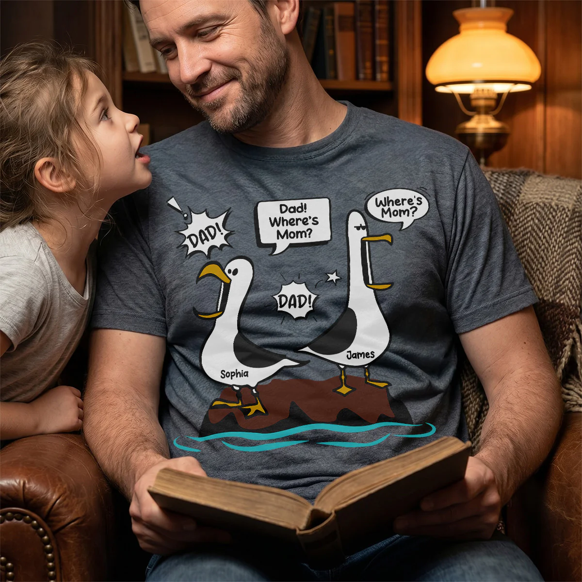 Where's Mom Funny Seagulls Custom Name - Personalized Shirt - Funny Father's Day Gift For Dad, Husband - Image 7