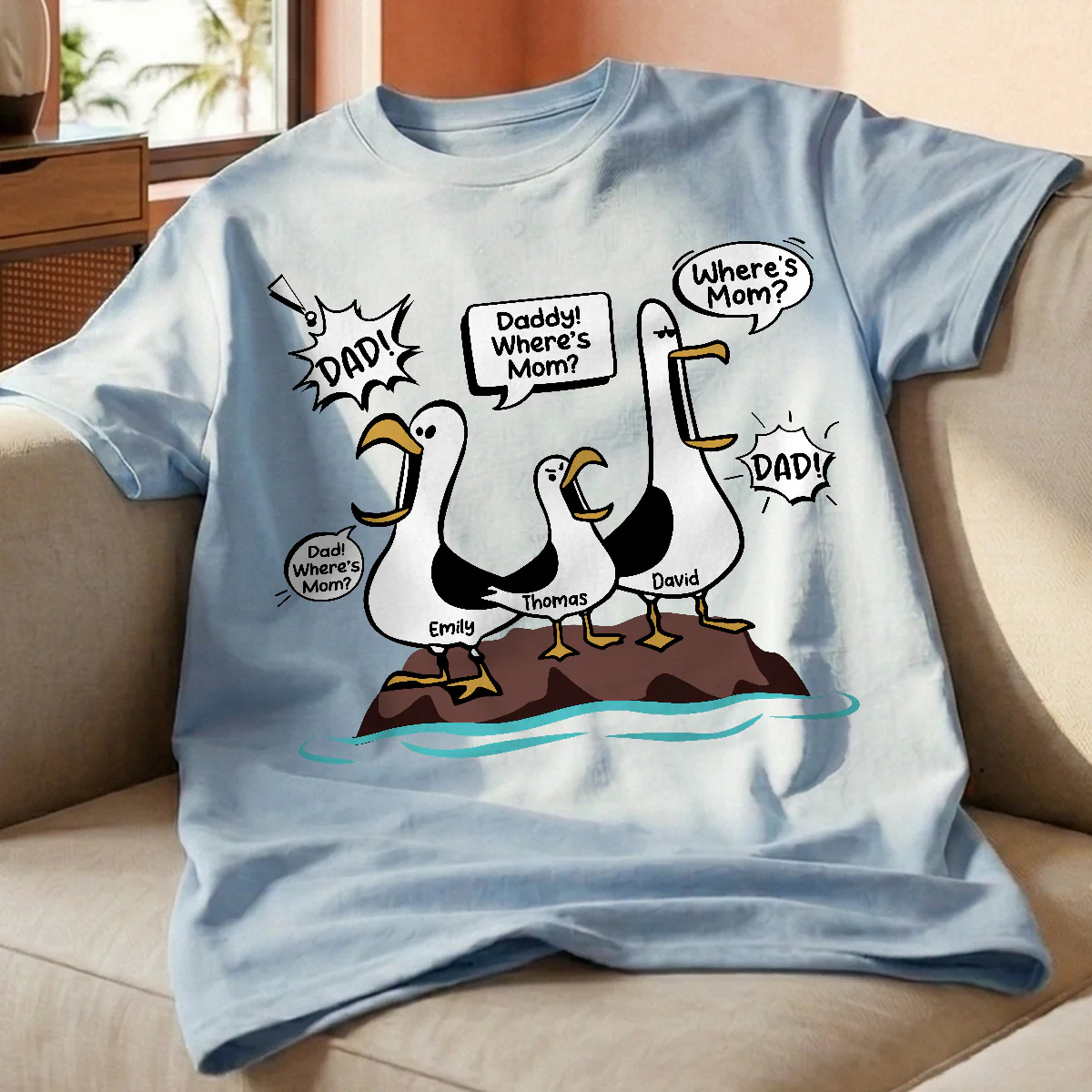 Where's Mom Funny Seagulls - Personalized Shirt - Funny Father's Day Gift For Dad, Husband - Image 3