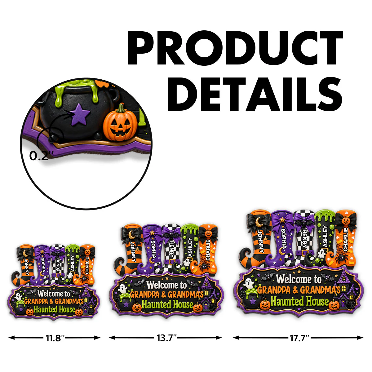 Whimsical Halloween Welcome To Grandma Grandpa Haunted House Witch Boots - Personalized Wood Sign - Halloween Decoration For Grandparents - Image 5