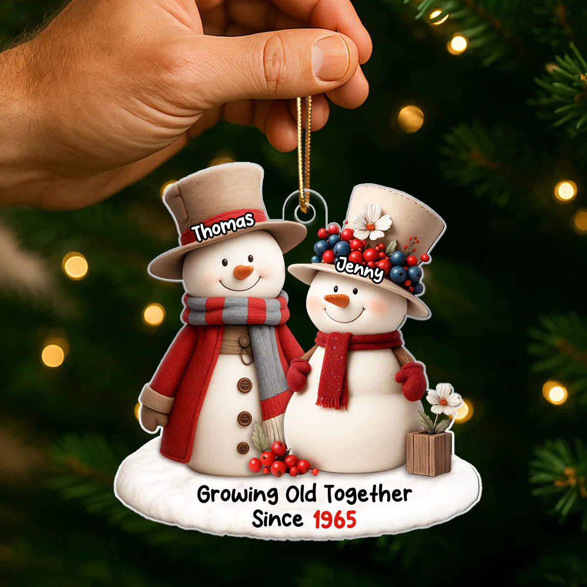 Whimsical Snowman Christmas Grandparents with Grandkids - Personalized Acrylic Ornament - Chritsmas Gift for Grandma, Grandpa - Image 8