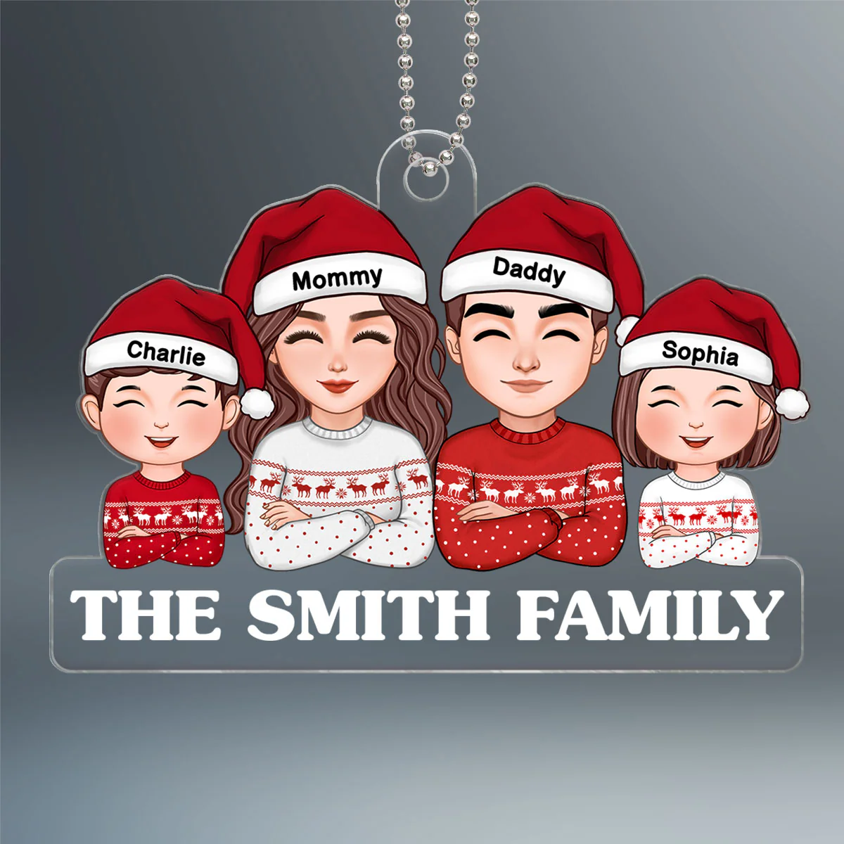Whole Family Dad Mom Kids Crossed Hands Christmas Decor Personalized Acrylic Ornament - Image 2