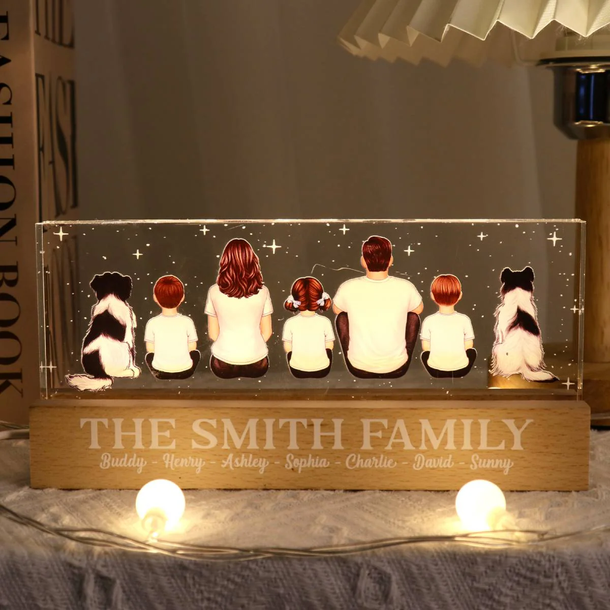 Whole Family Together Personalized Acrylic LED Night Light, Father's Day Gift For Dad, For Husband - Image 3