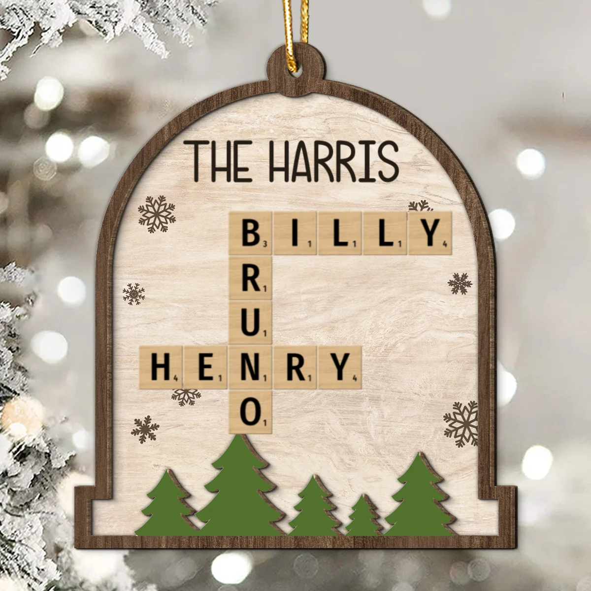 Whole Family Names Crossword Puzzle Art Personalized 2-Layer Wooden Ornament, Christmas Gift For Family, For Parents, Grandparents, Siblings, Children - Image 12