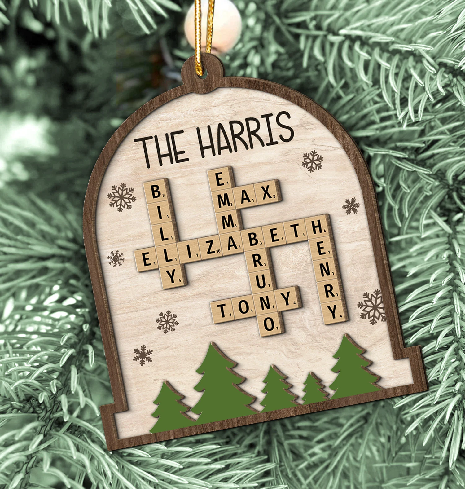 Whole Family Names Crossword Puzzle Art Personalized 2-Layer Wooden Ornament, Christmas Gift For Family, For Parents, Grandparents, Siblings, Children - Image 4