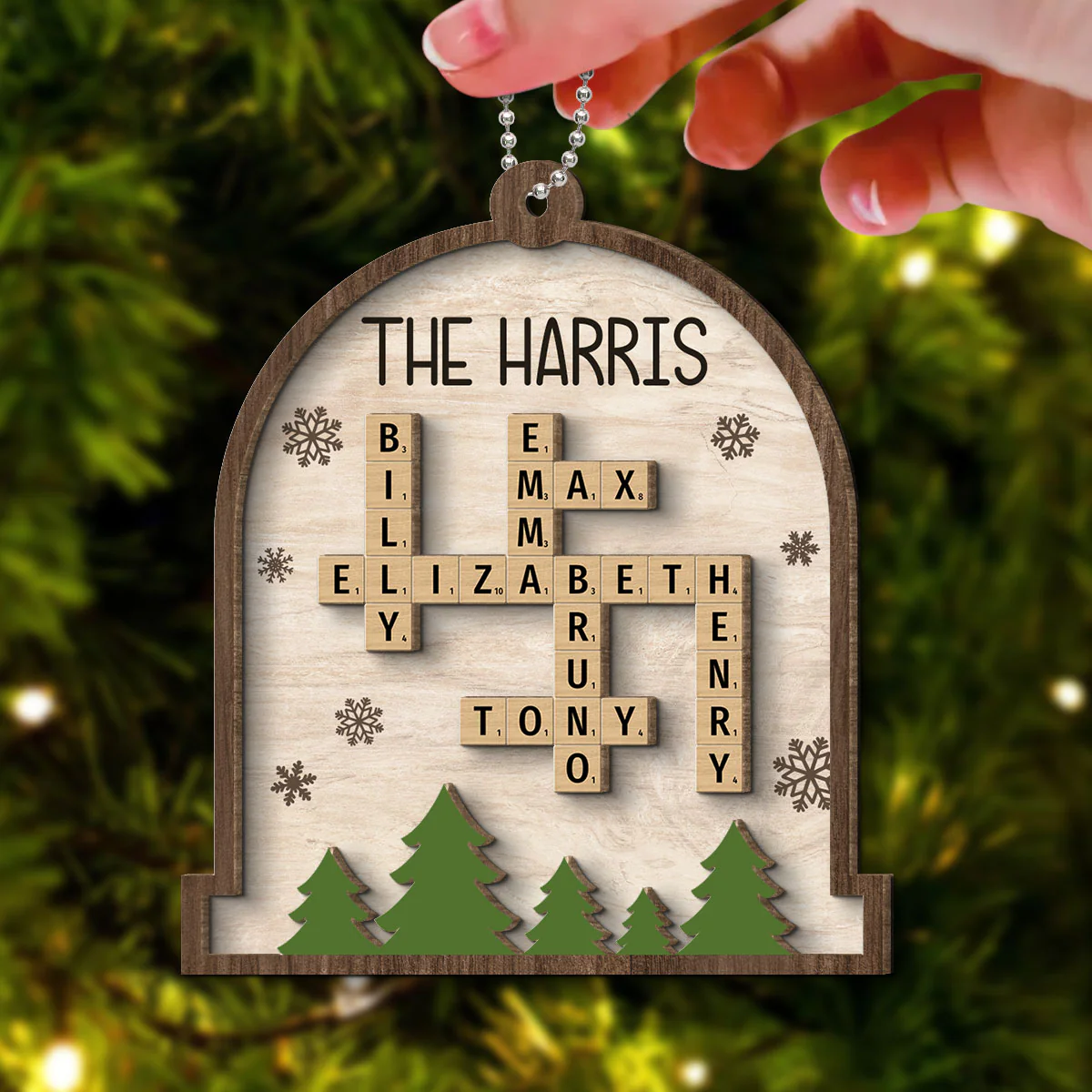 Whole Family Names Crossword Puzzle Art Personalized 2-Layer Wooden Ornament, Christmas Gift For Family, For Parents, Grandparents, Siblings, Children - Image 5