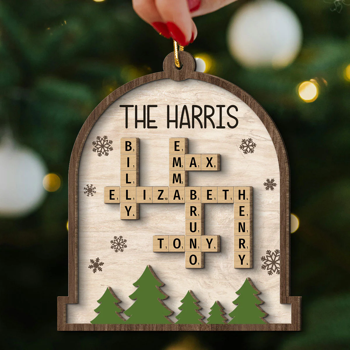 Whole Family Names Crossword Puzzle Art Personalized 2-Layer Wooden Ornament, Christmas Gift For Family, For Parents, Grandparents, Siblings, Children - Image 6