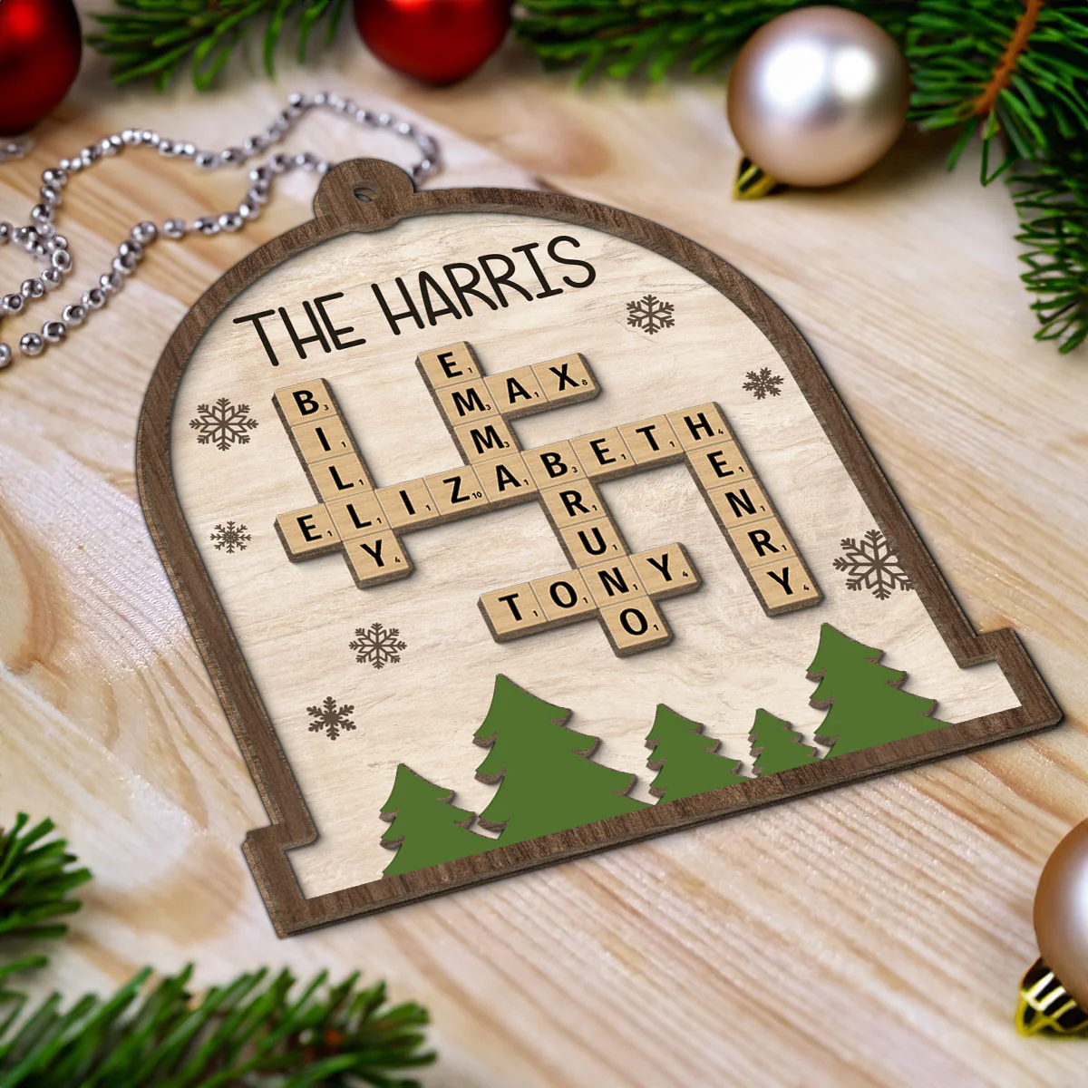 Whole Family Names Crossword Puzzle Art Personalized 2-Layer Wooden Ornament, Christmas Gift For Family, For Parents, Grandparents, Siblings, Children - Image 7
