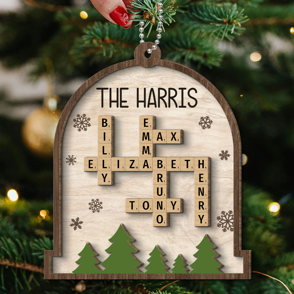 Whole Family Names Crossword Puzzle Art Personalized 2-Layer Wooden Ornament, Christmas Gift For Family, For Parents, Grandparents, Siblings, Children - Image 8