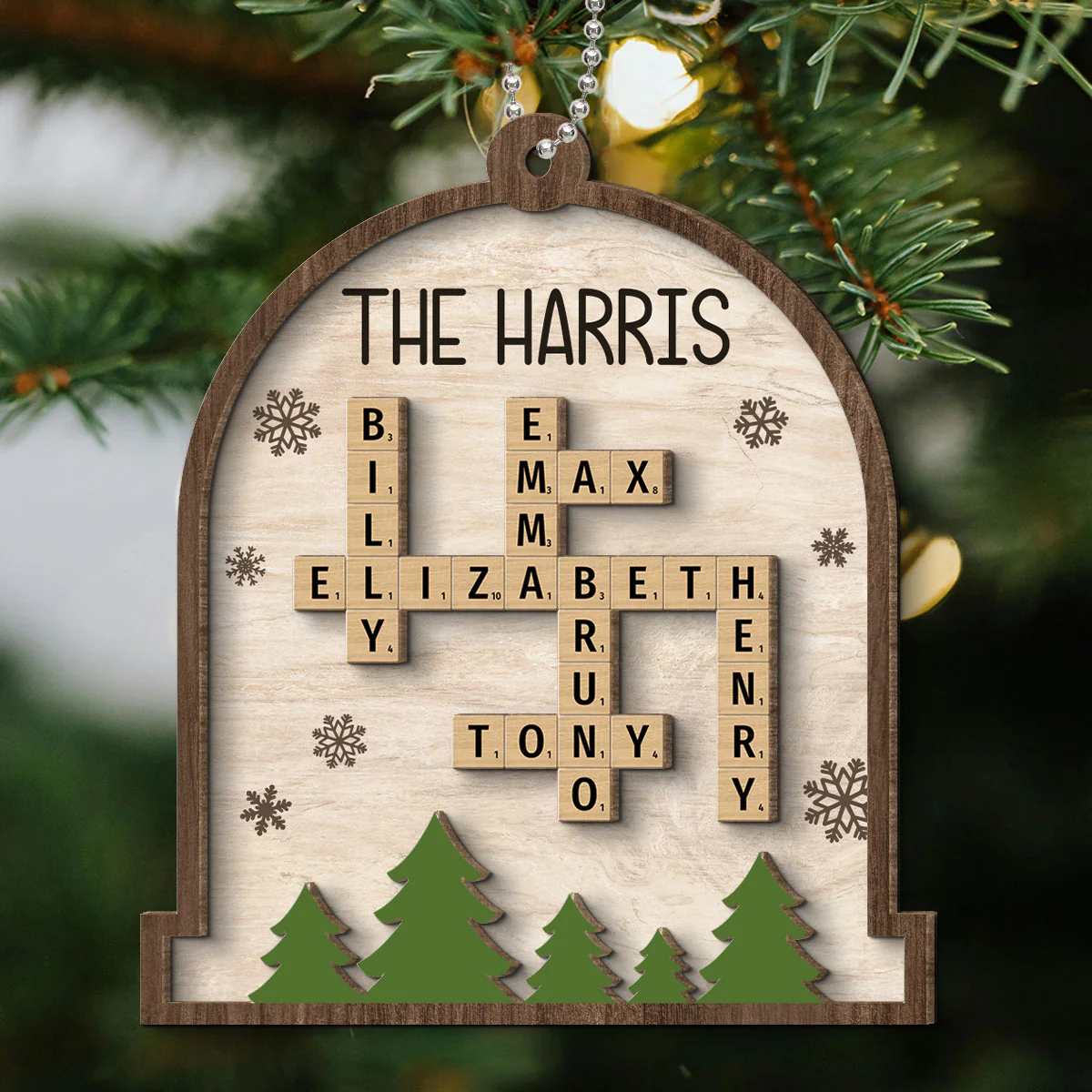 Whole Family Names Crossword Puzzle Art Personalized 2-Layer Wooden Ornament, Christmas Gift For Family, For Parents, Grandparents, Siblings, Children - Image 9
