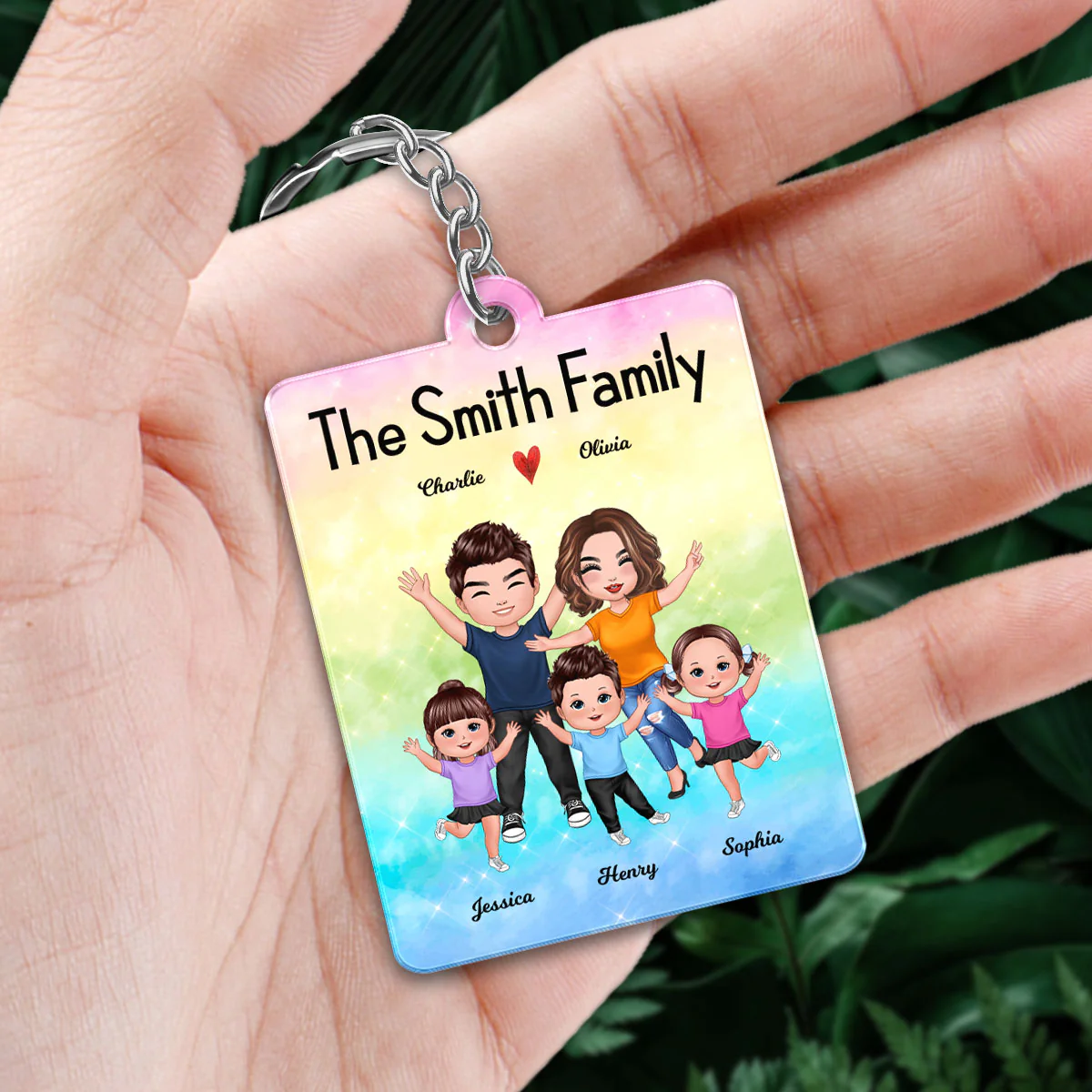 Whole Happy Family Kids Dog Cat Favorite Song QR Code Personalized Acrylic Keychain - Image 2