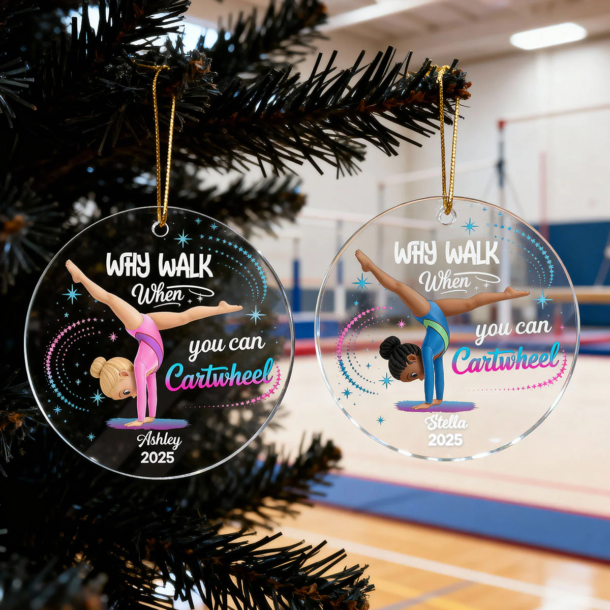 Why Walk When You Can Cartwheel Gymnastic Girl - Personalized Acrylic Ornament - Gymnast Gift For Daughter, Granddaughter - Image 10