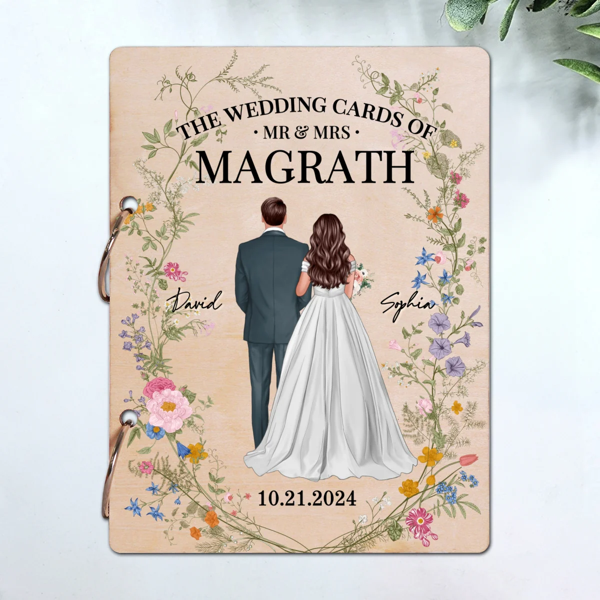 Wildflower Wedding Couple Personalized Card Keeper, Wedding Shower Card Holder - Image 9