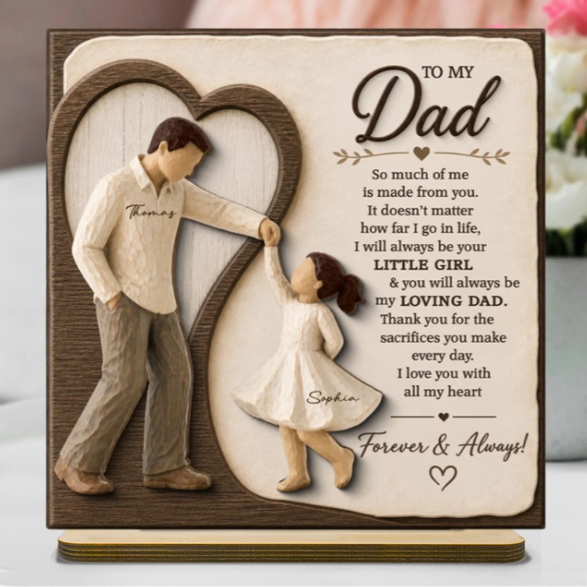 Will Always Be Your Little Girl Dancing Father & Daughter - Personalized 2-Layered Wooden Plaque - Sentimental Gift From Daughter - Image 10
