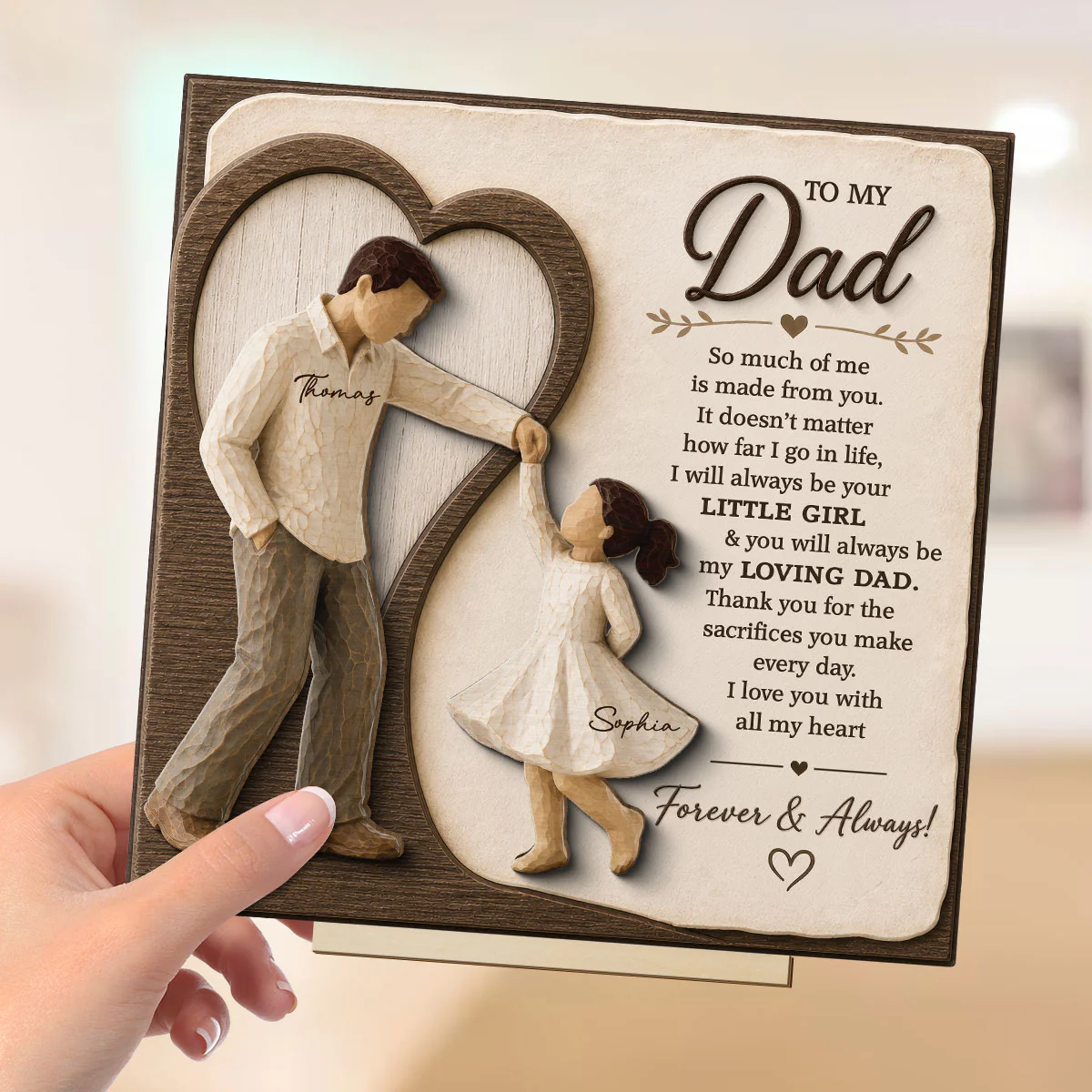 Will Always Be Your Little Girl Dancing Father & Daughter - Personalized 2-Layered Wooden Plaque - Sentimental Gift From Daughter - Image 5