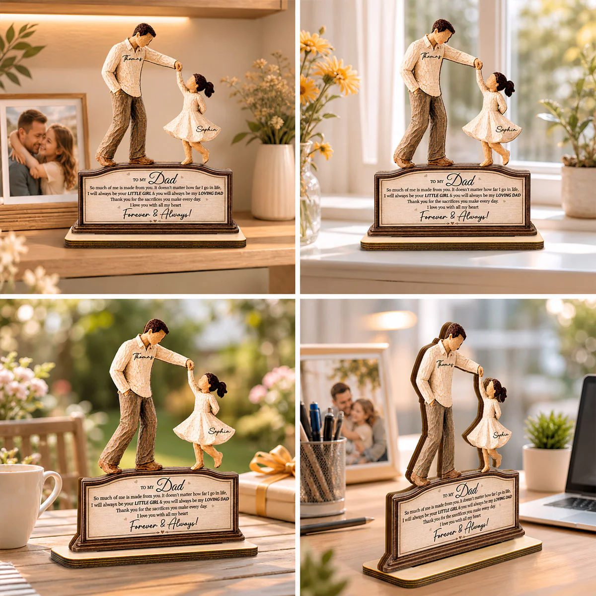 Will Always Be Your Little Girl Father & Daughter Dancing - Personalized 2-Layered Wooden Plaque - Sentimental Gift From Daughter - Image 9