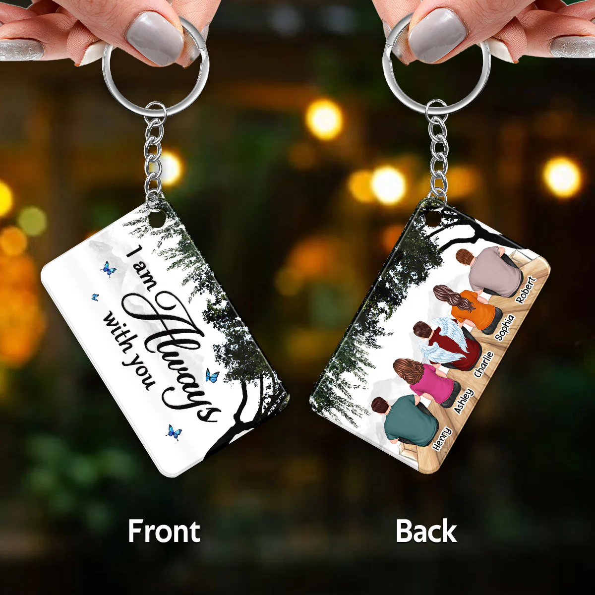 Willow Tree Family Memorial Remembrance Keepsake Personalized Acrylic Keychain - Image 3
