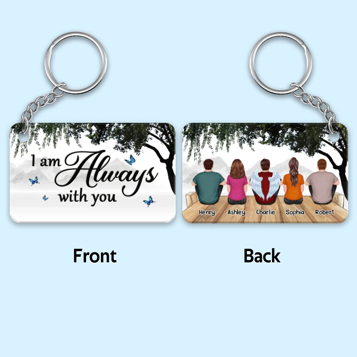 Willow Tree Family Memorial Remembrance Keepsake Personalized Acrylic Keychain - Image 4