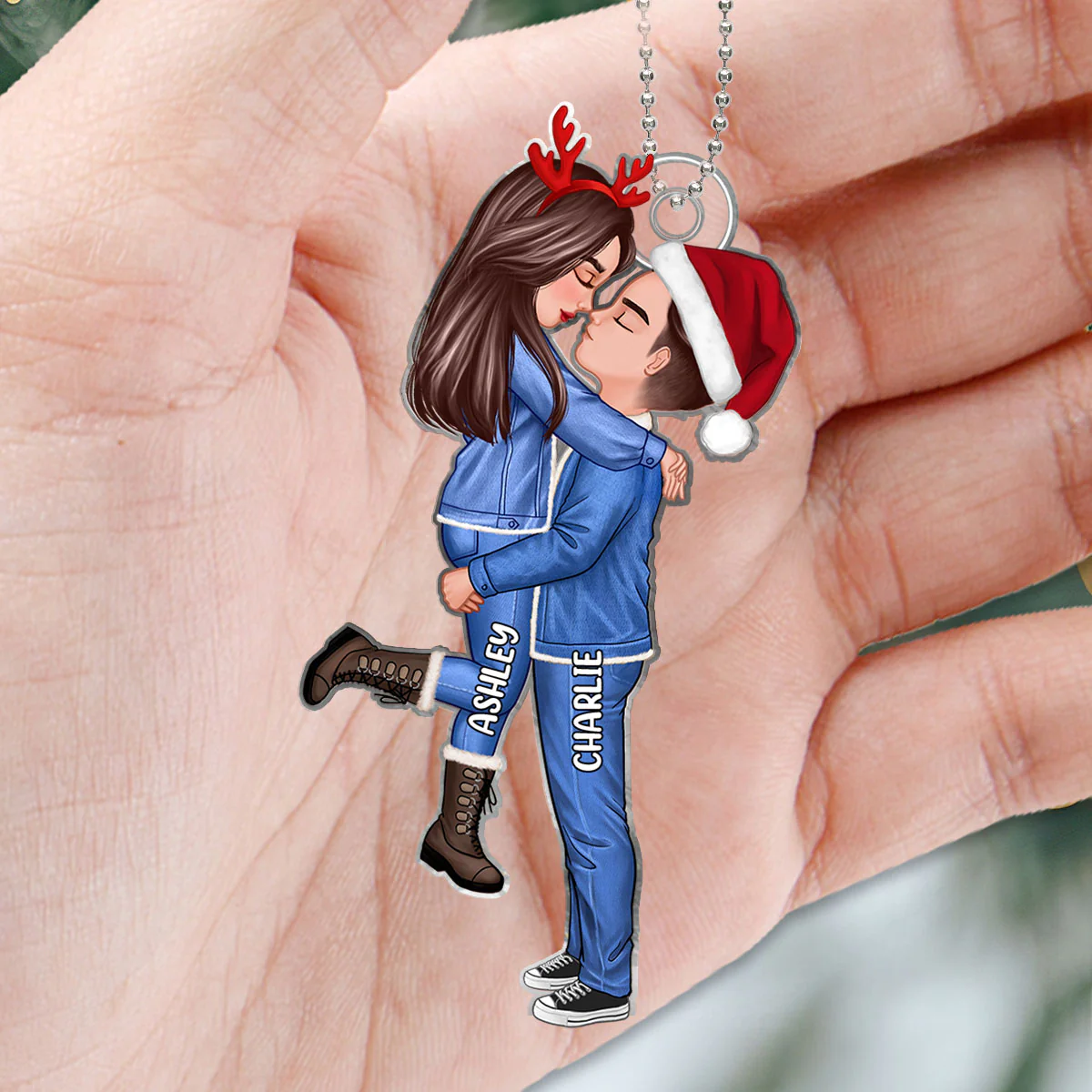 Winter Christmas Couple Personalized Acrylic Ornament - Image 4