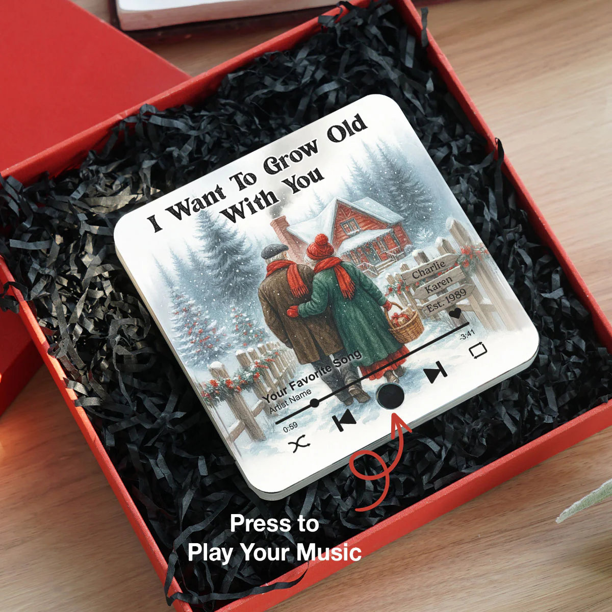 Winter Eternal Love Couple Growing Old Together Personalized Music Fridge Magnet, Heartfelt 2025 Gift, Anniversary Christmas Gift For Couple - Image 4