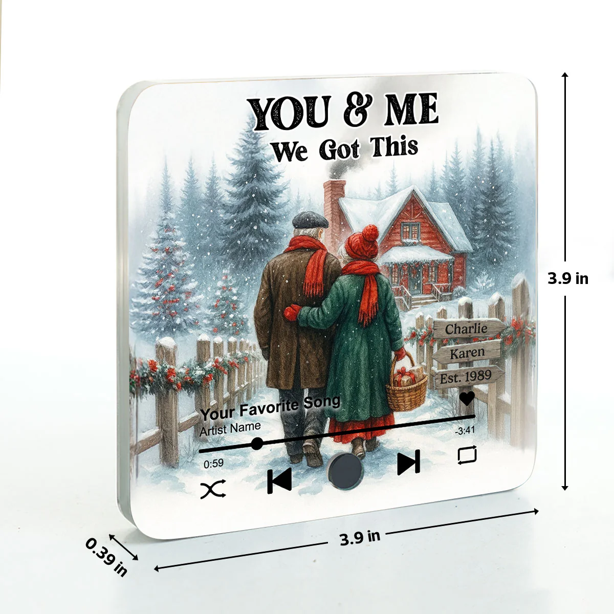 Winter Eternal Love Couple Growing Old Together Personalized Music Fridge Magnet, Heartfelt 2025 Gift, Anniversary Christmas Gift For Couple - Image 7
