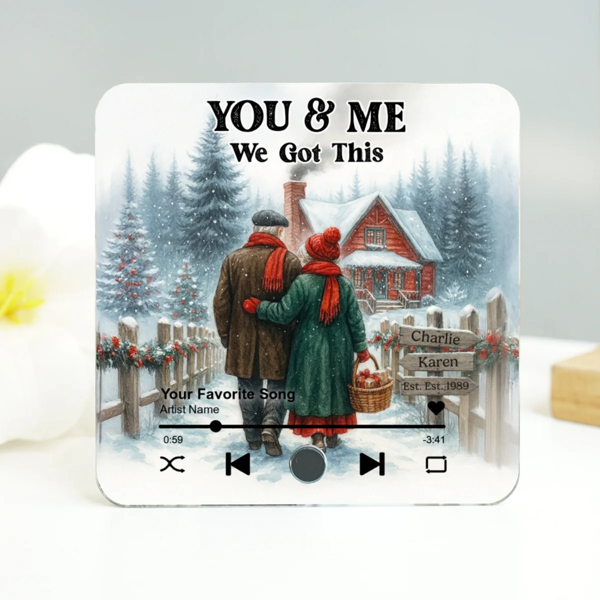Winter Eternal Love Couple Growing Old Together Personalized Music Fridge Magnet, Heartfelt 2025 Gift, Anniversary Christmas Gift For Couple - Image 9
