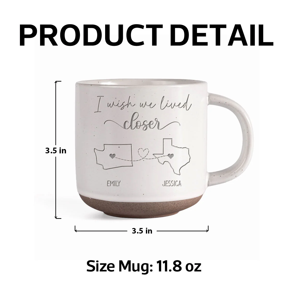 Long Distance Family Friends Siblings Sisters Besties Personalized Pottery Mug, Togetherness Christmas Gift - Image 12
