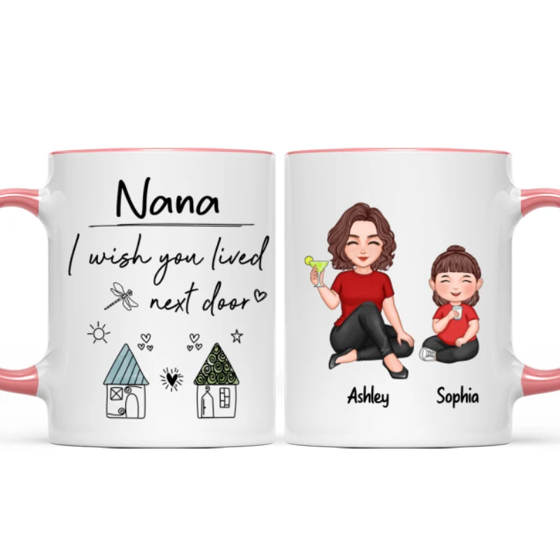 Wish You Lived Next Door Grandma & Grandkids Personalized Mug - Image 10