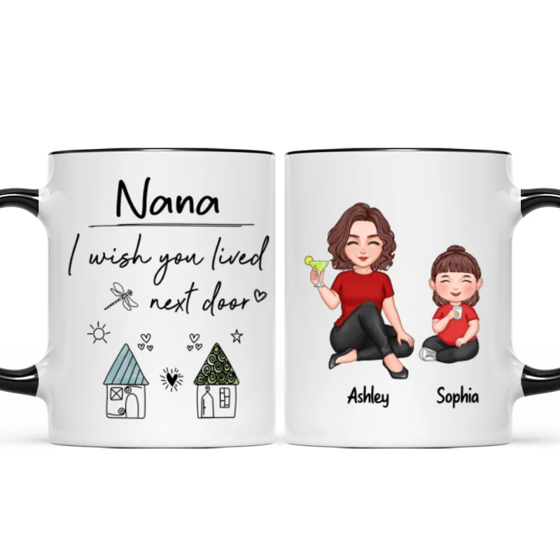 Wish You Lived Next Door Grandma & Grandkids Personalized Mug - Image 6